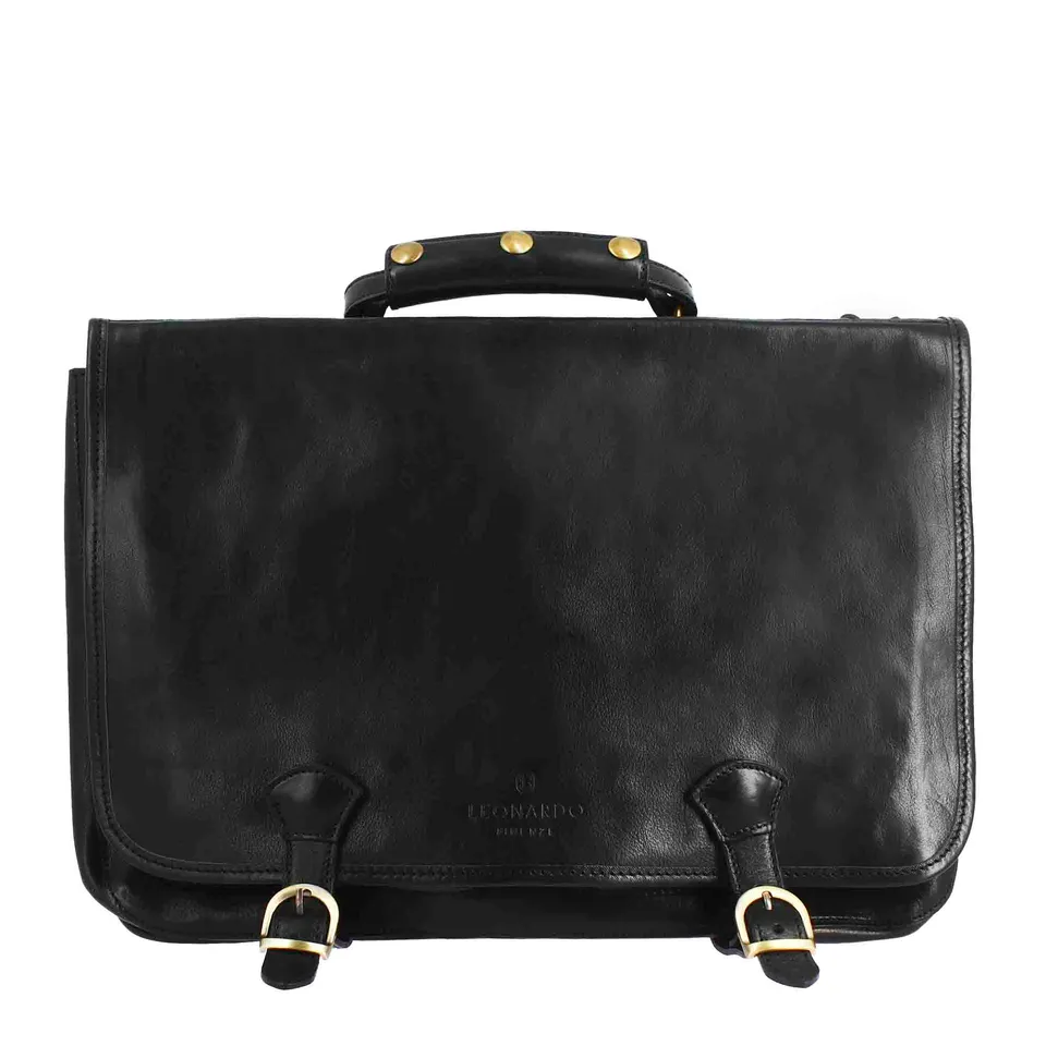 Leonardo Shoes Borse Uomo cartella BF-20 nero pelle 41 cm