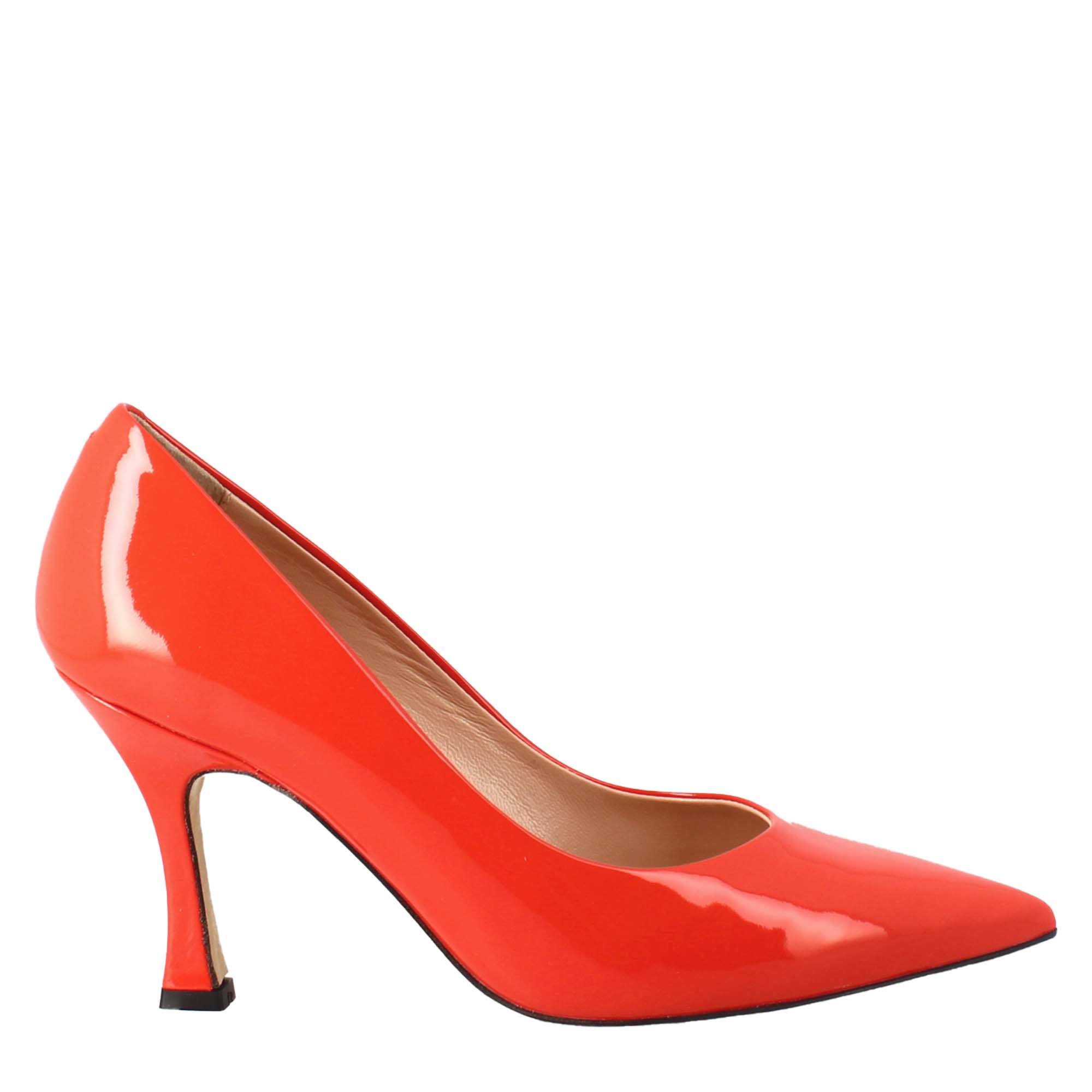 Leonardo Shoes Decollete rosso vernice donna tacco 9 cm