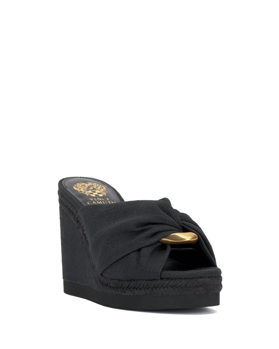 Vince Camuto Briana sandali zeppa espadrillas donna tela anello oro