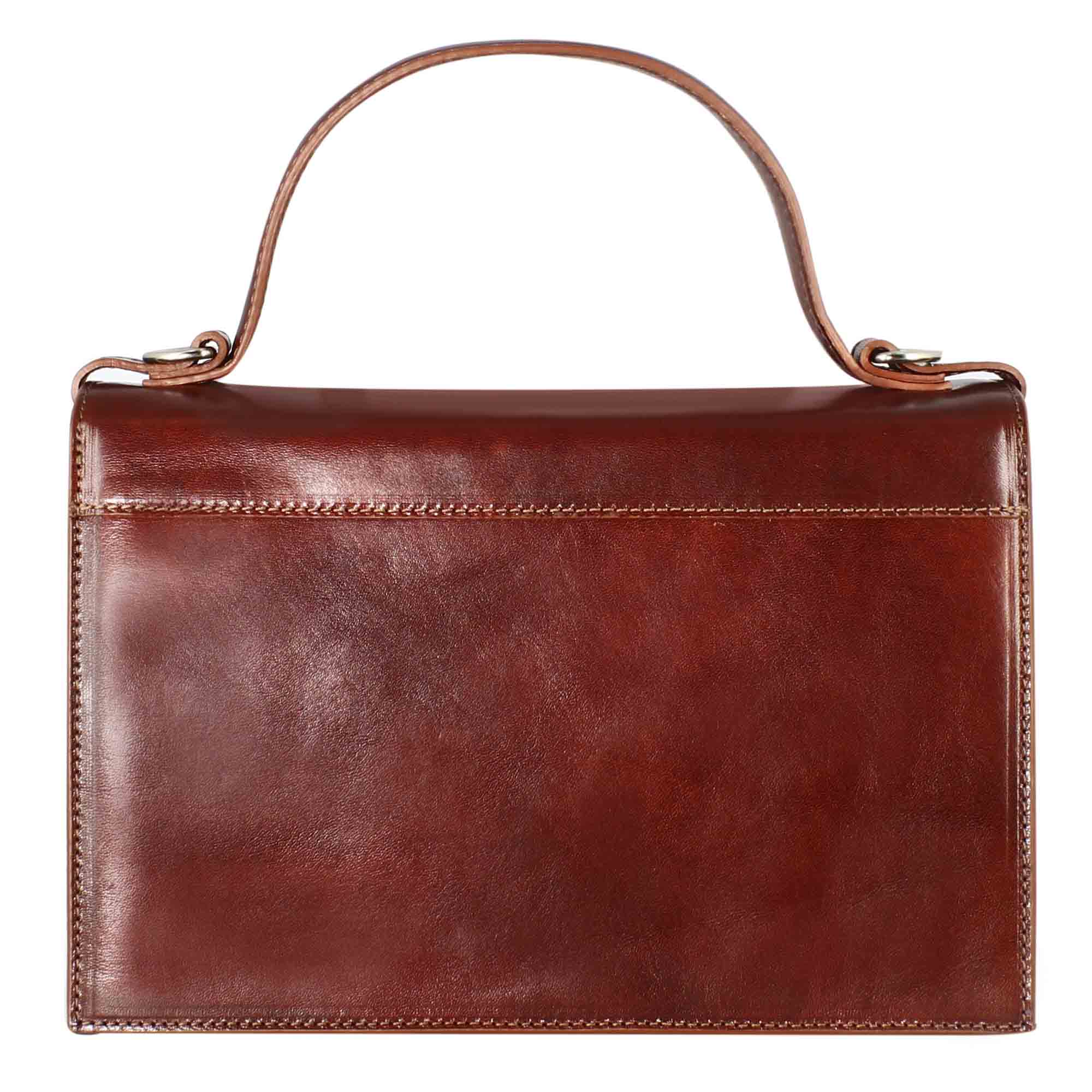 Leonardo Shoes Contessina borsa donna pelle marrone 28 cm