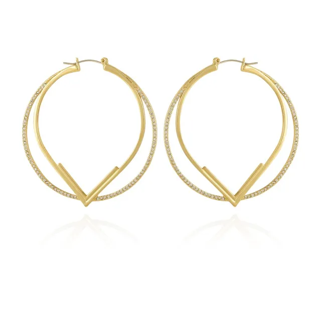 Vince Camuto Orecchini Doppio Cerchio V Pavé Oro