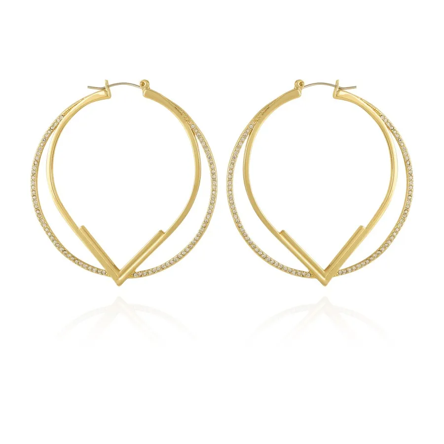 Vince Camuto Orecchini Doppio Cerchio V Pavé Oro