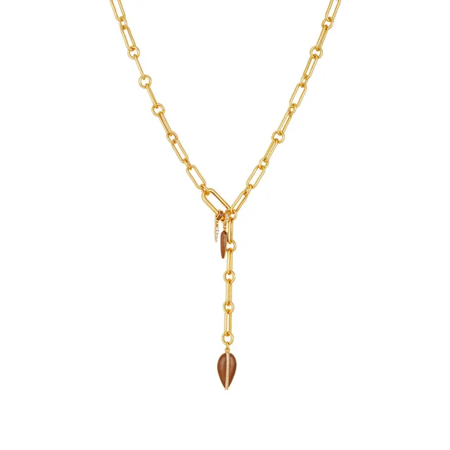 Vince Camuto collana lariat oro maglie con ciondolo