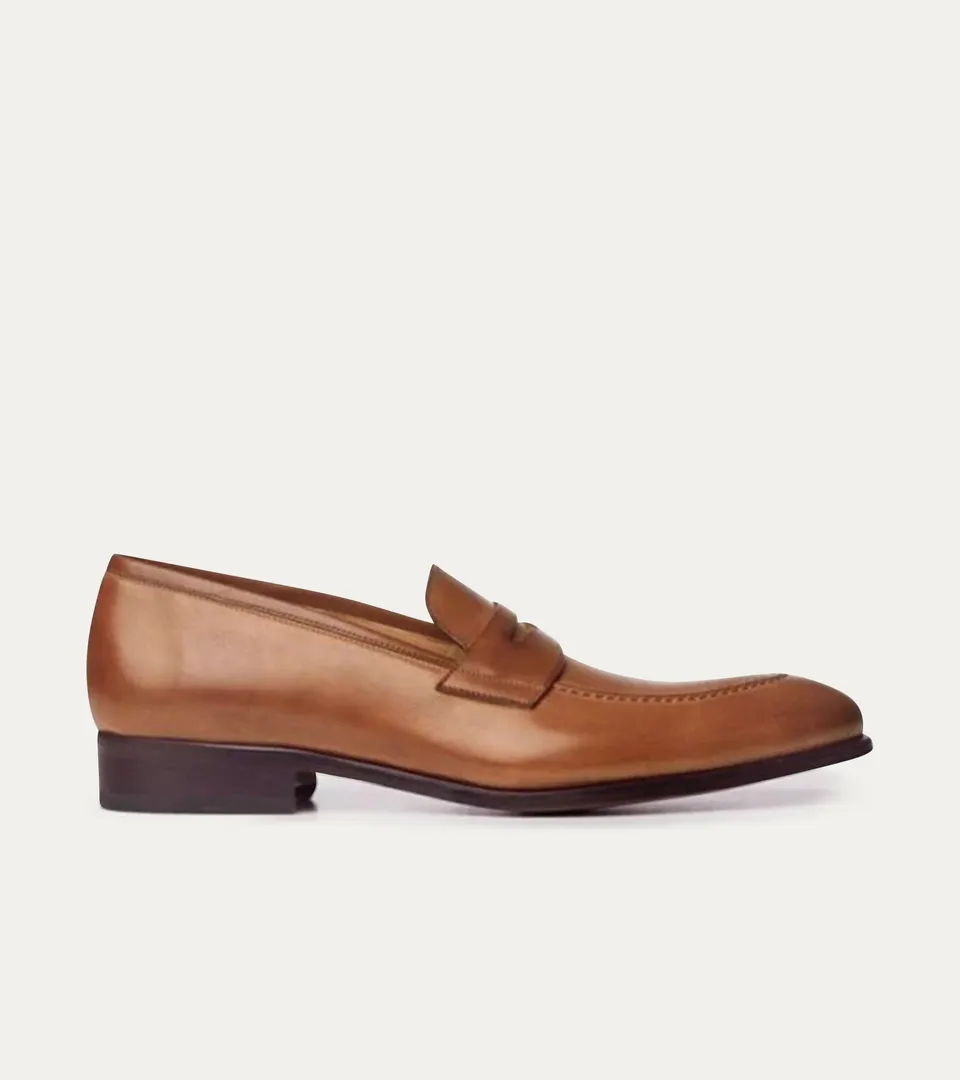 Ace Marks Greg loafer uomo pelle cuoio penny slip-on