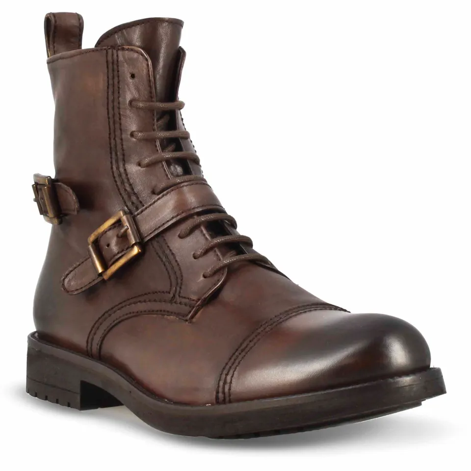 Leonardo Shoes anfibio uomo pelle marrone scuro suola gomma