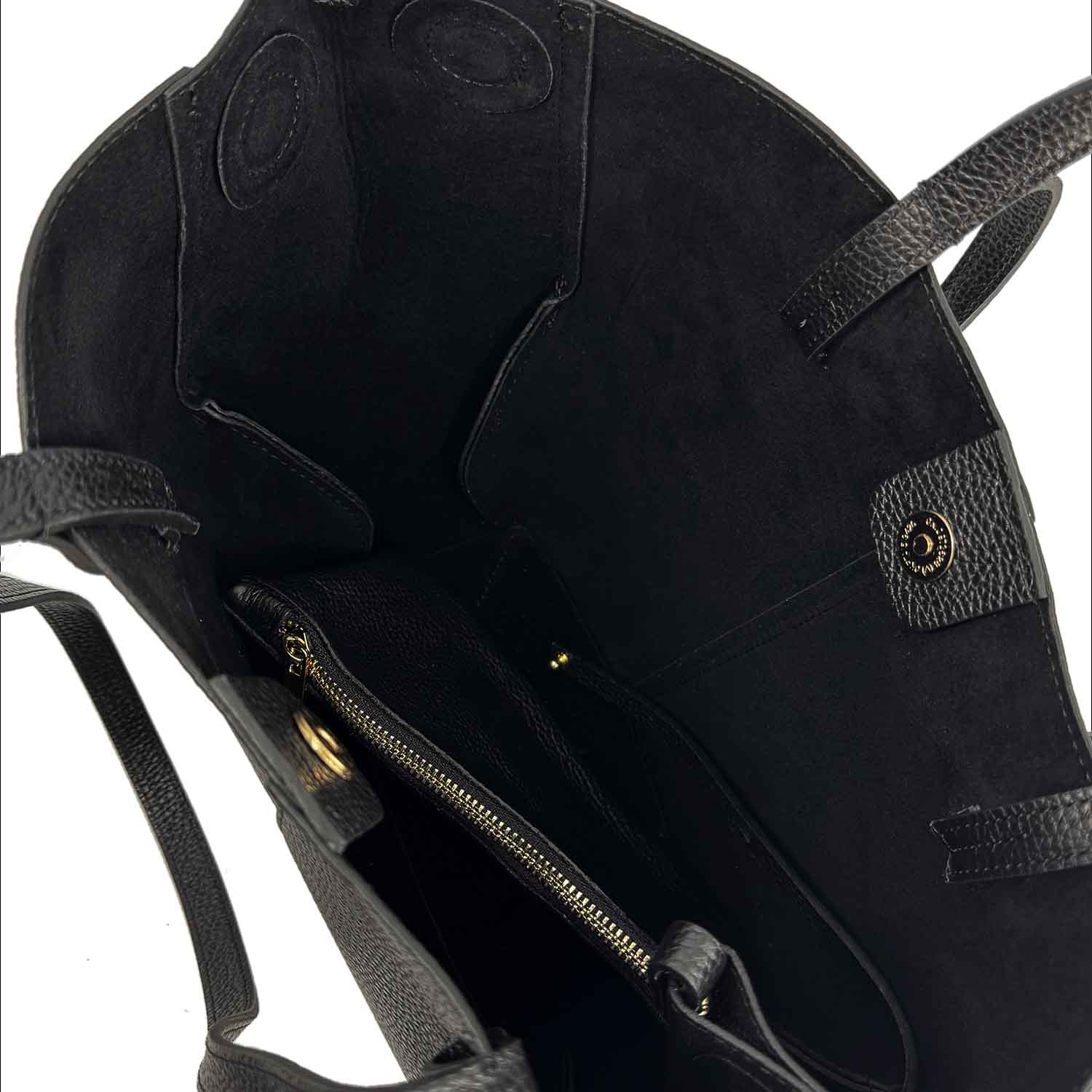 Leonardo Shoes Majestic M shopper pelle nera media
