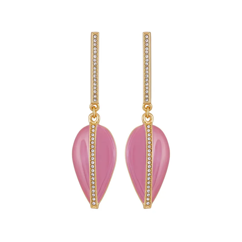 Vince Camuto Tono Oro Orecchini Goccia Smalto Rosa