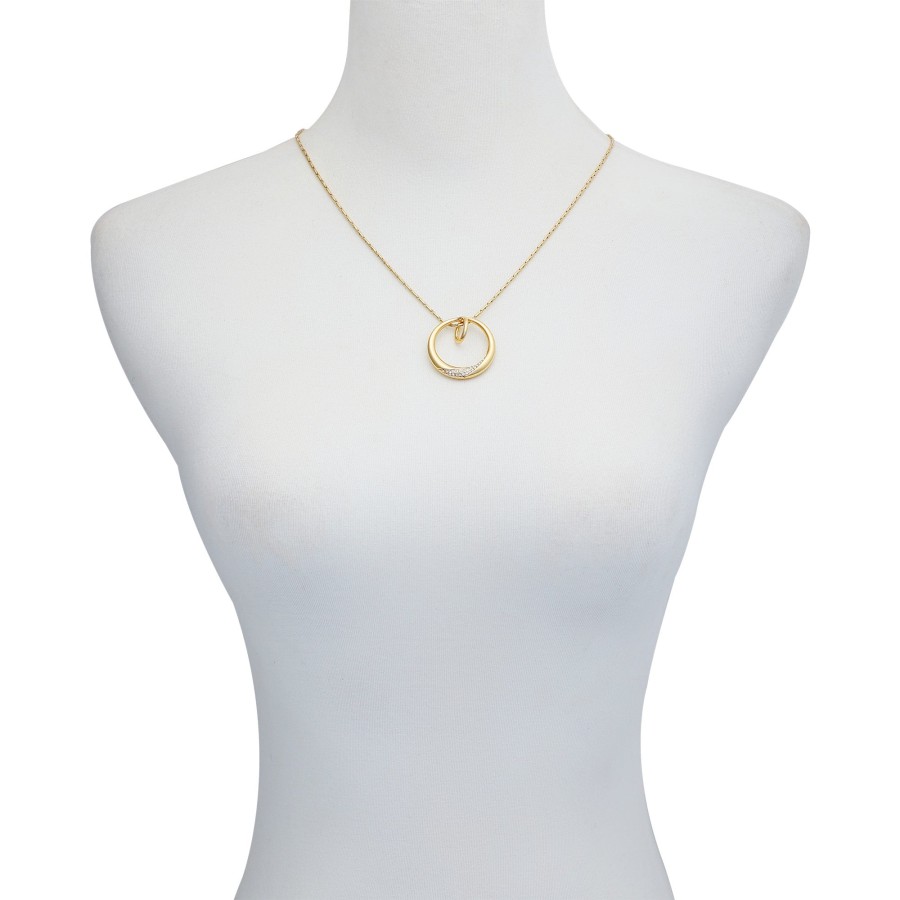 Vince Camuto Collana Oro Ciondolo Cerchio Cristallo Donna