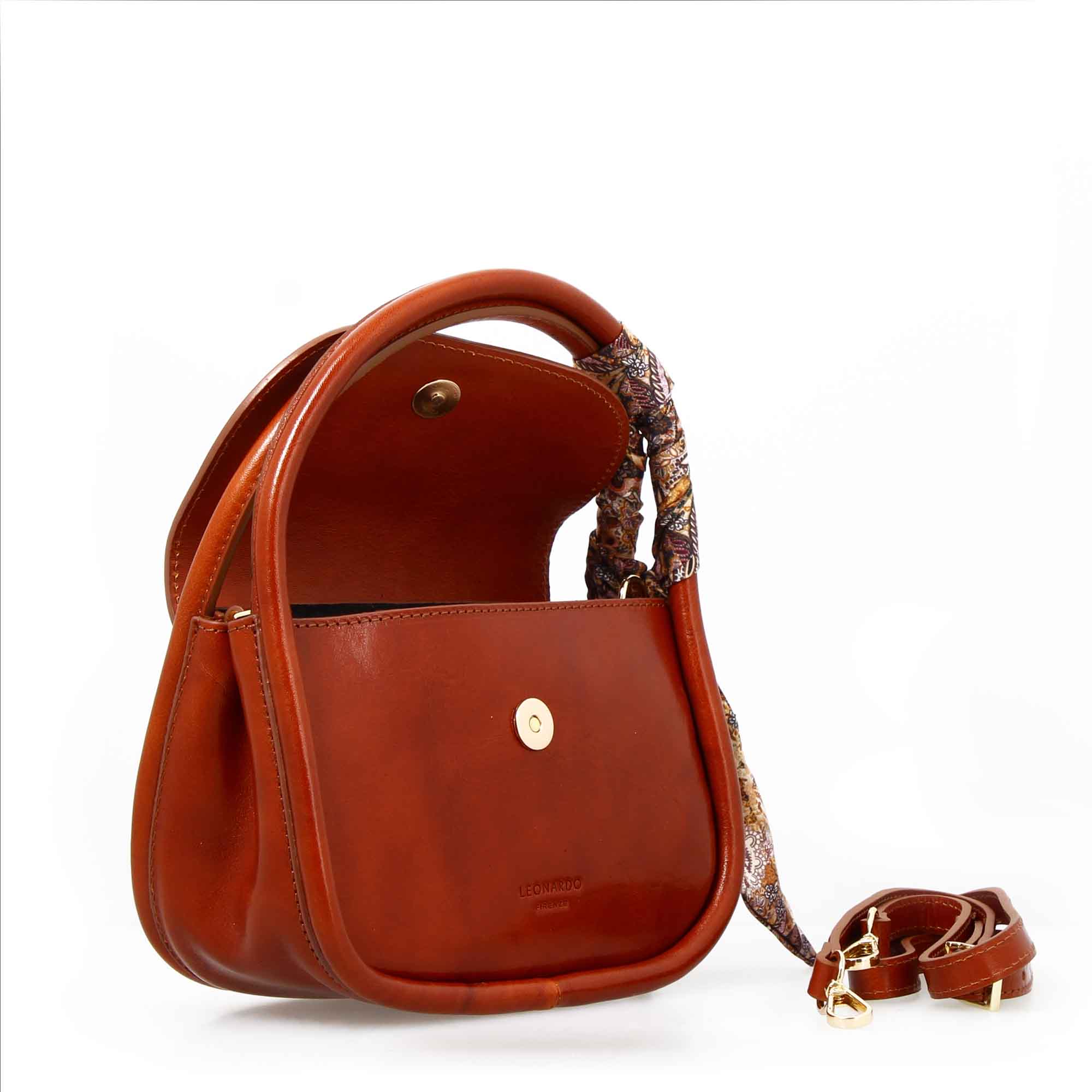 Leonardo Shoes Caterina Borsa Donna Marrone Chiaro Pelle 22cm