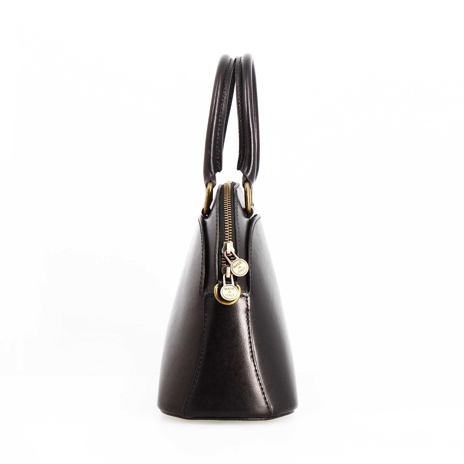 Leonardo Shoes Zaira borsa donna pelle nera semi-lucida cupola