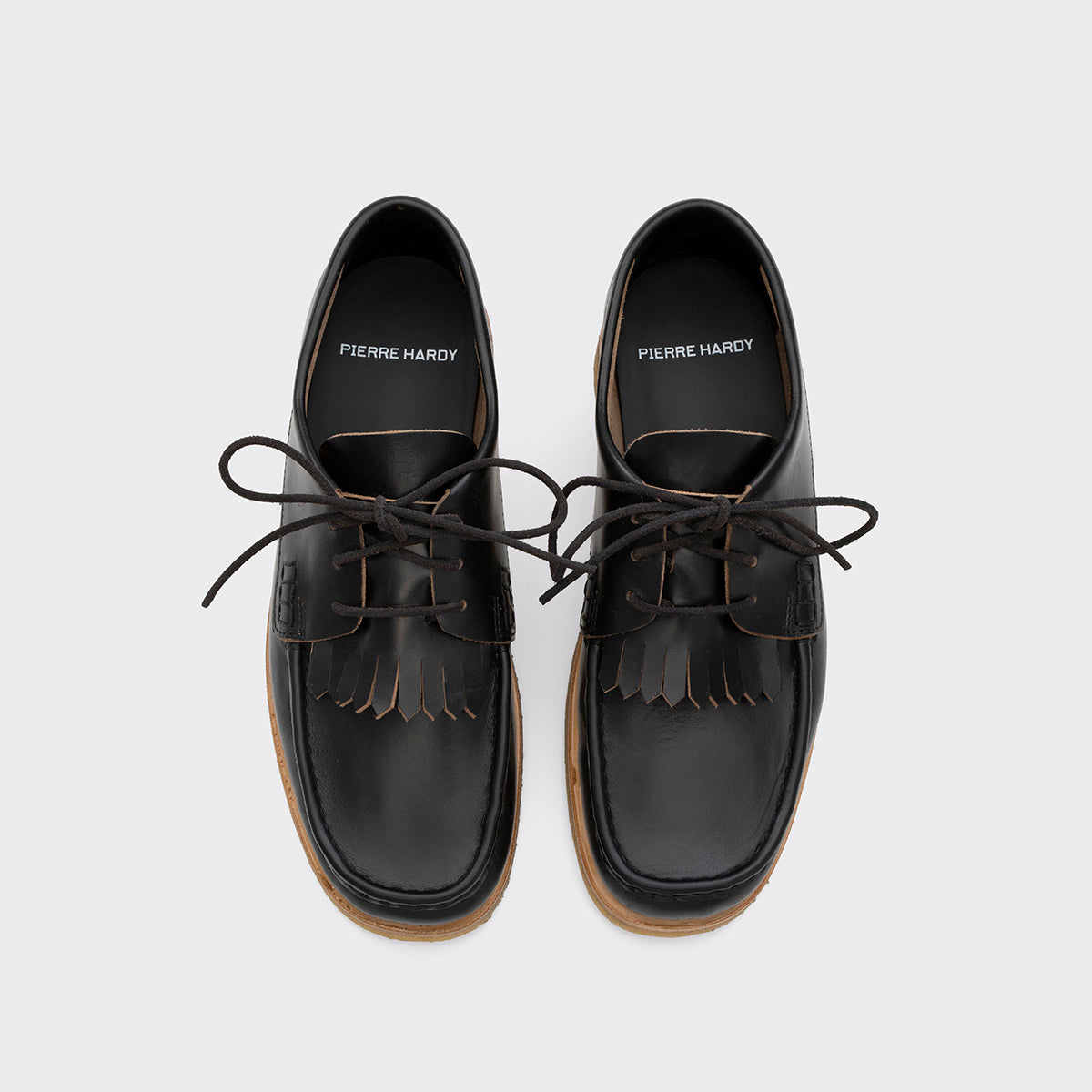 Pierre Hardy Matt derby uomo nere pelle fringe tacco 13 mm
