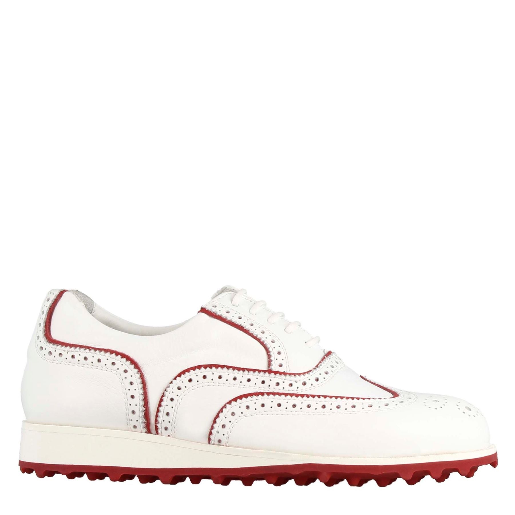 Leonardo Shoes Golf scarpe golf pelle bianco rosso