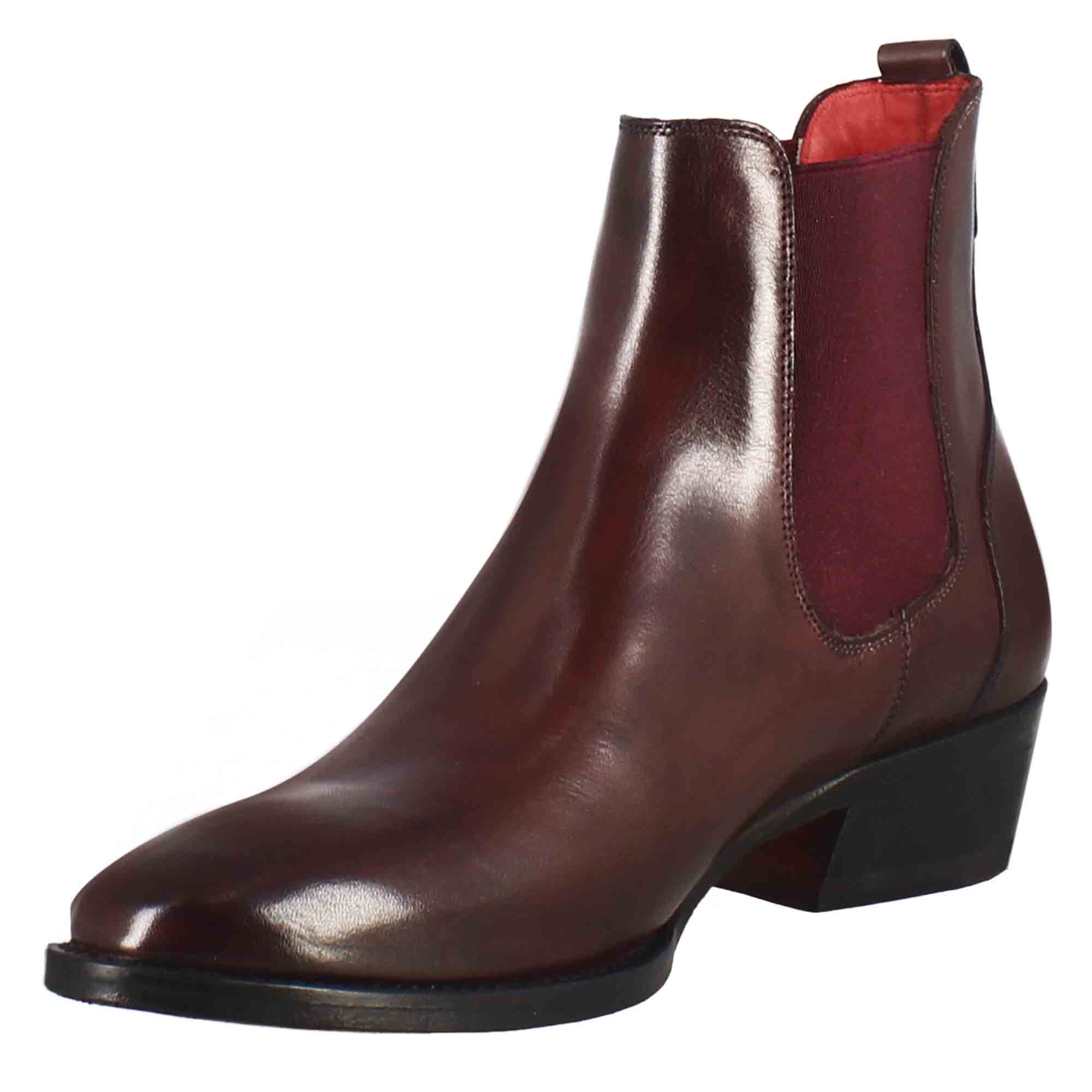 Leonardo Shoes Stivali Donna bordeaux chelsea pelle