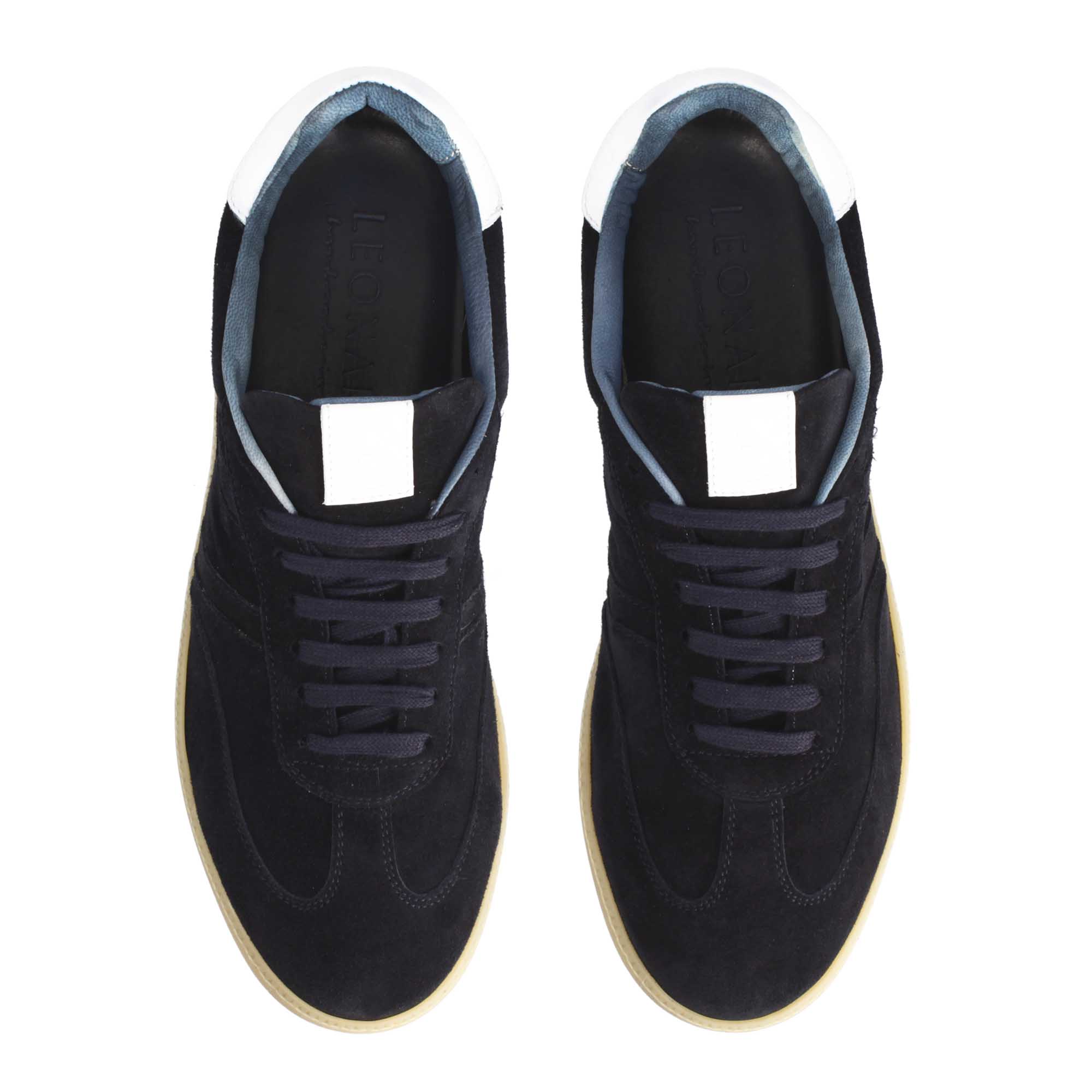 Leonardo Shoes Sneakers Uomo Bizantino sneakers blu camoscio