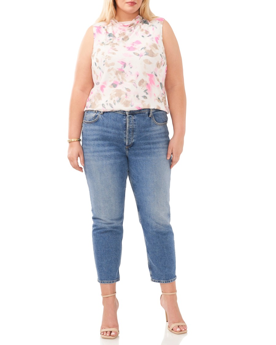 Vince Camuto top rete petali collo alto taglie forti