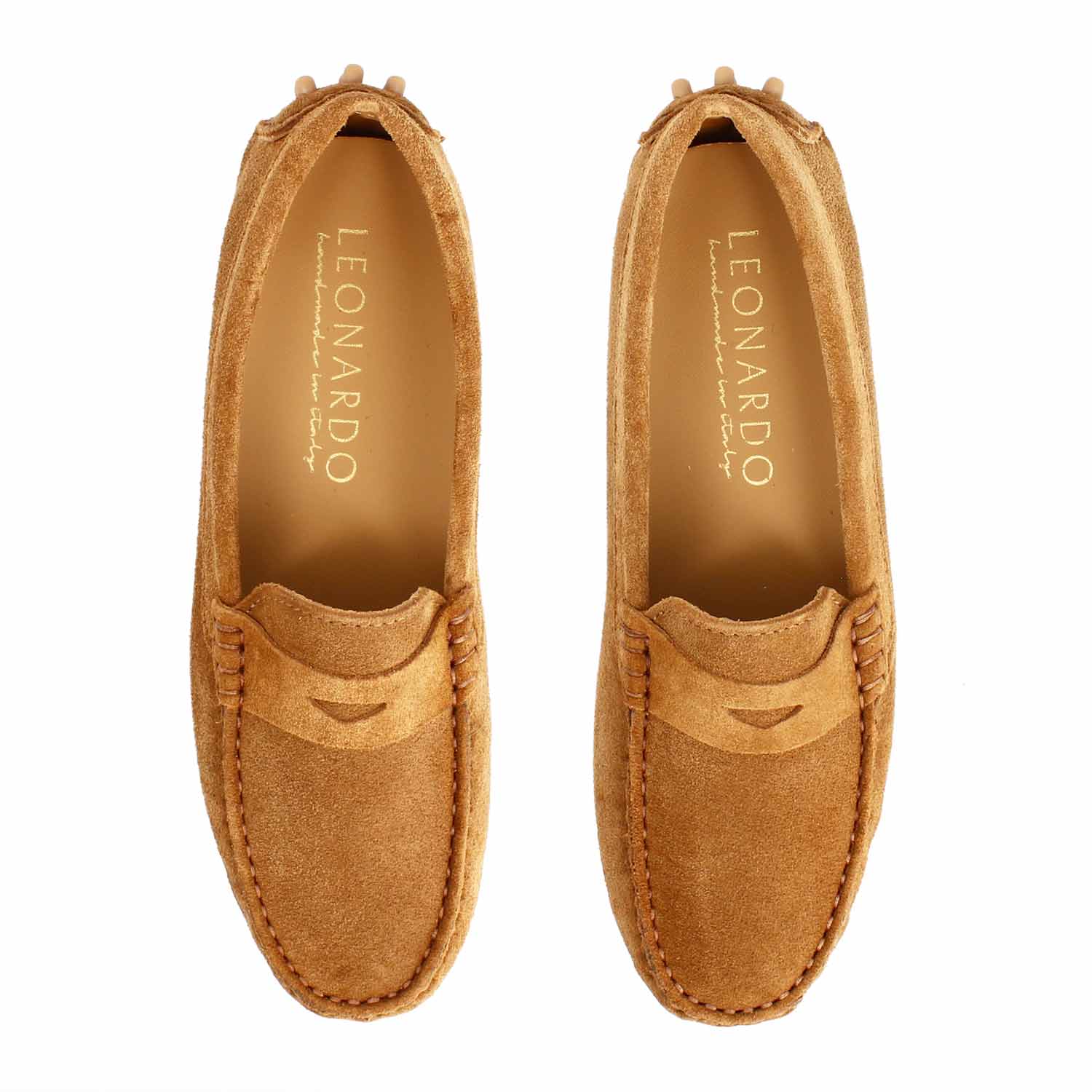Leonardo Shoes Garda D. Mocassini Donna camoscio marrone chiaro