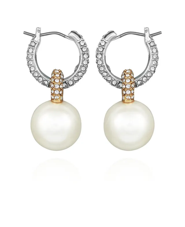 Vince Camuto Due Tono Perla Goccia orecchini a cerchio bicolore