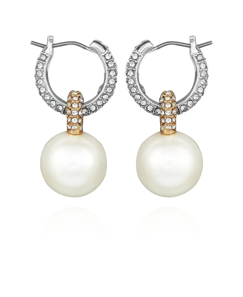 Vince Camuto Due Tono Perla Goccia orecchini a cerchio bicolore