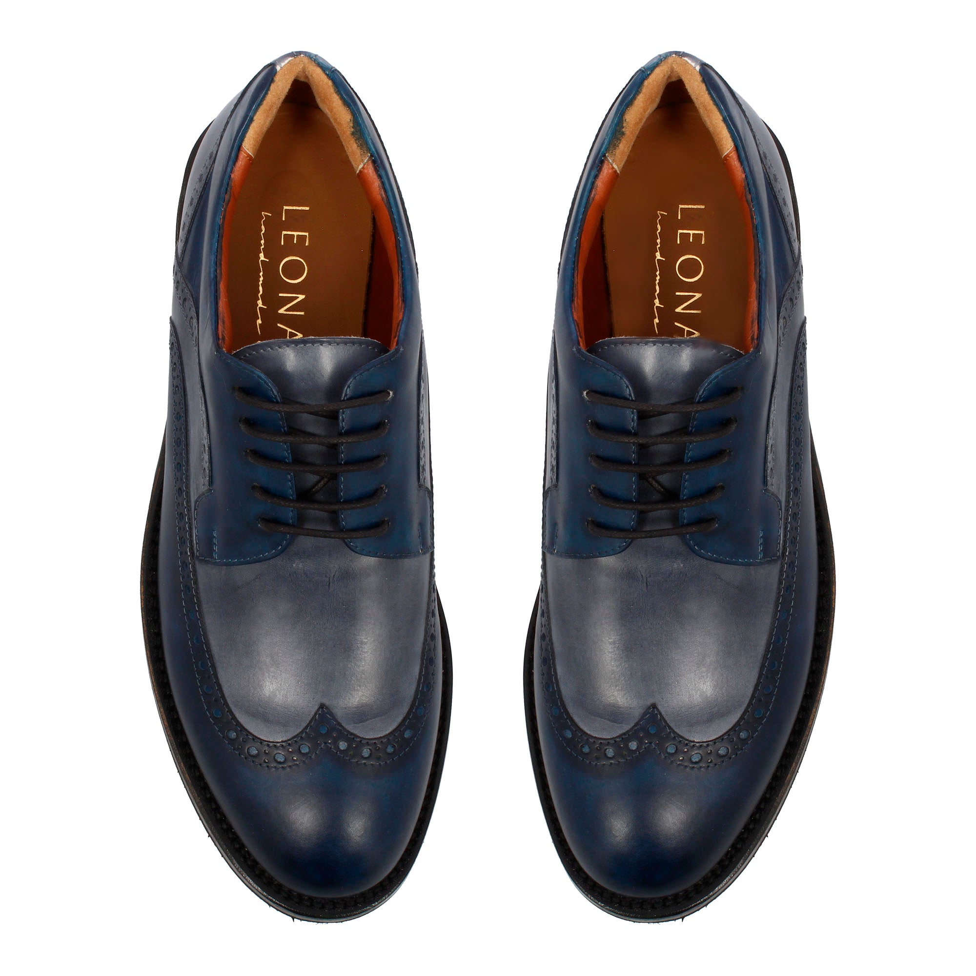 Leonardo Shoes Golf Scarpe da Golf Blu Pieno Fiore