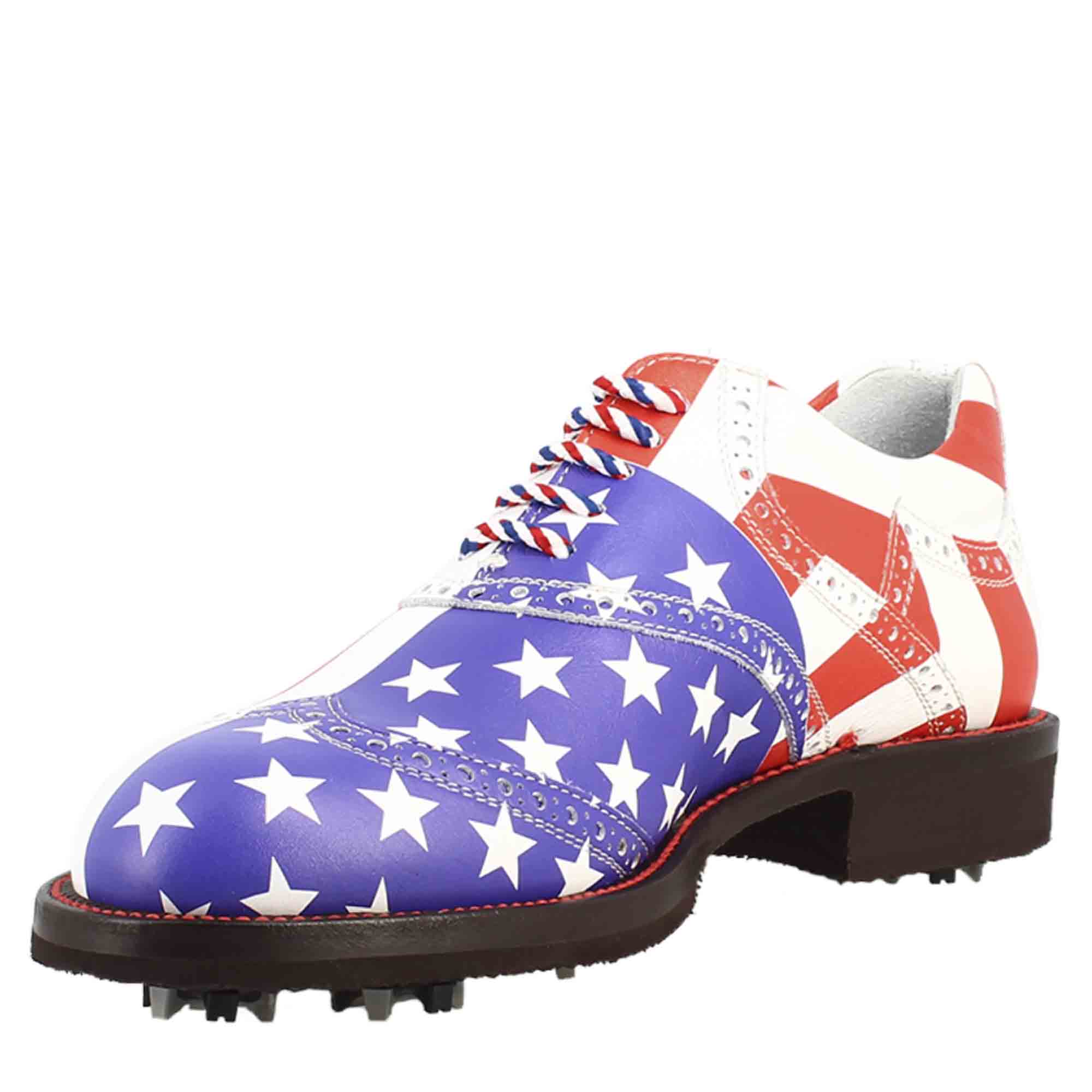 Leonardo Shoes USA scarpe da golf pelle blu rosso bianco