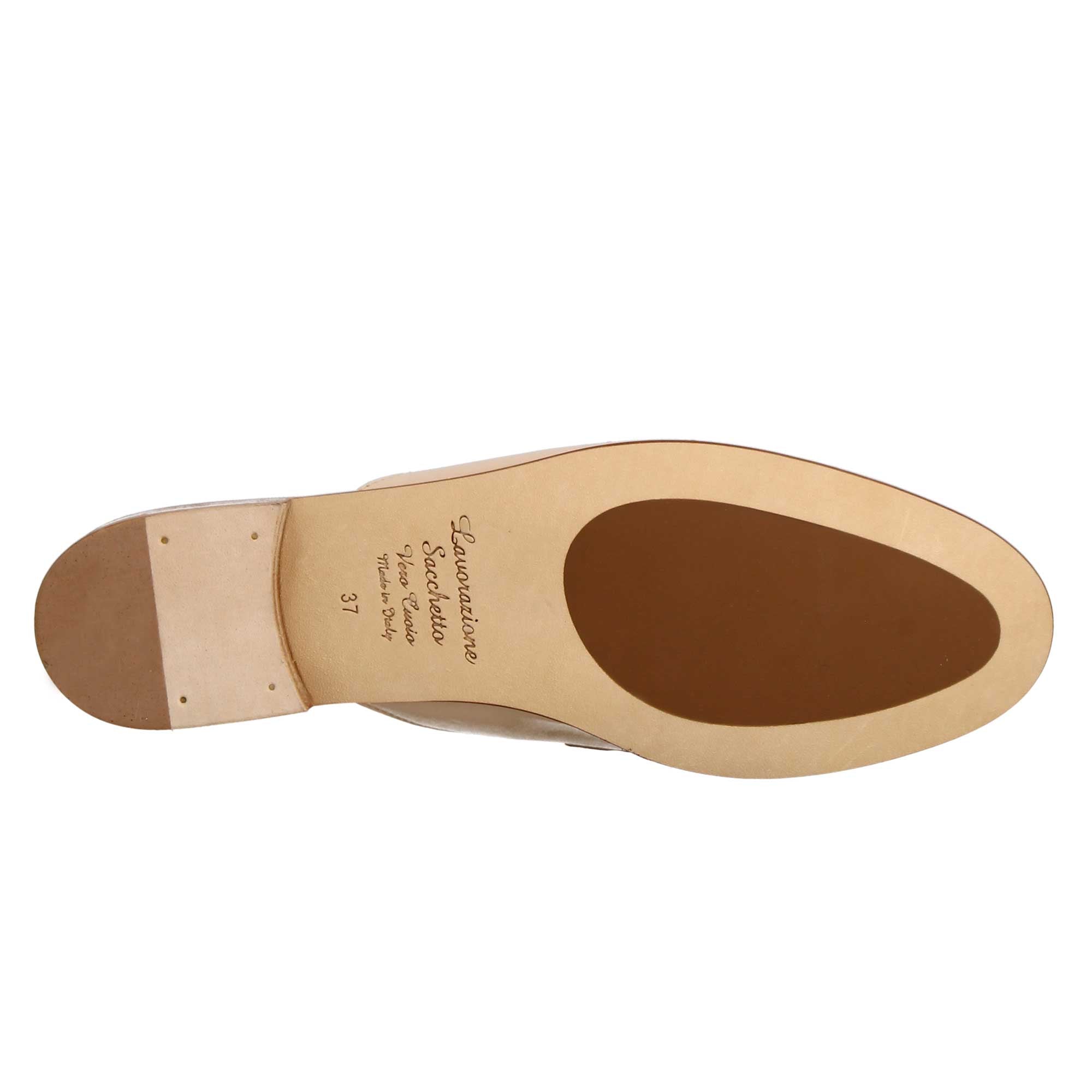 Leonardo Shoes Mules Donna Sabot Beige Fibbia Dorata Cuoio