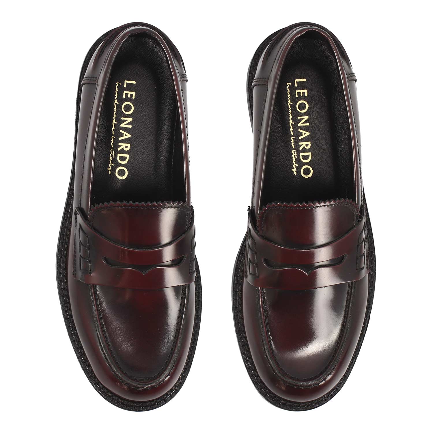 Leonardo Shoes Domitilla20 mocassini donna bordeaux pelle