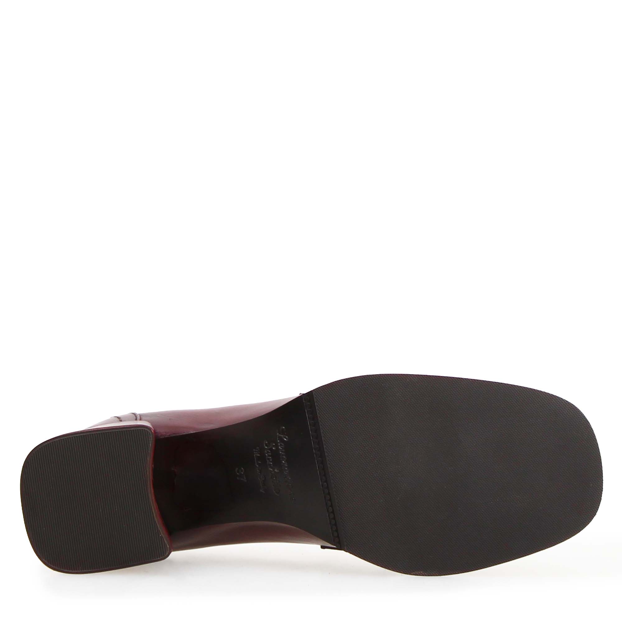 Leonardo Shoes Ottavia mocassini donna pelle bordeaux tacco 6cm