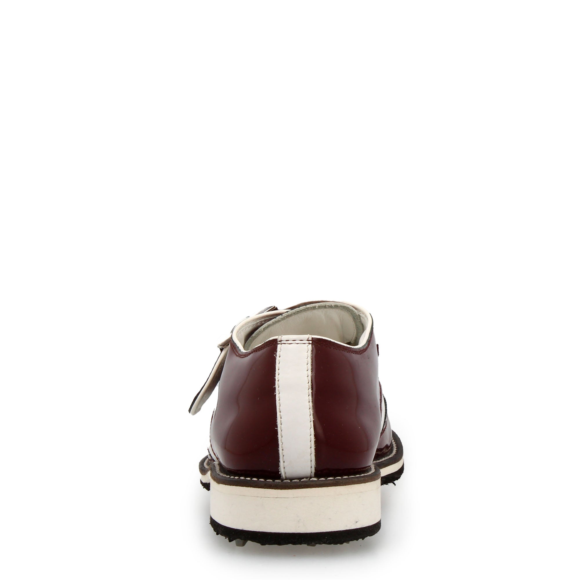 Leonardo Shoes scarpe golf pelle fibbia bianco bordeaux