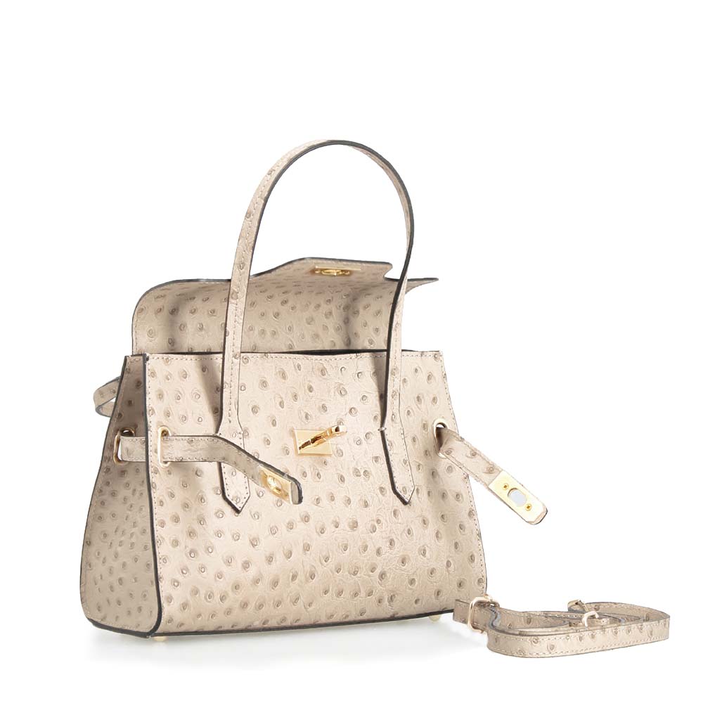 Leonardo Shoes Borse Donna Rosetta M bianca struzzo a mano