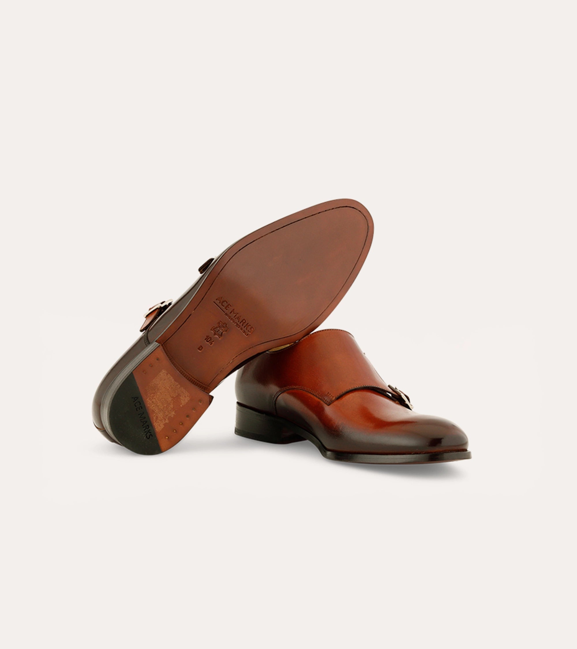 Ace Marks Kurt Monkstrap Cognac Tramonto scarpe uomo pelle