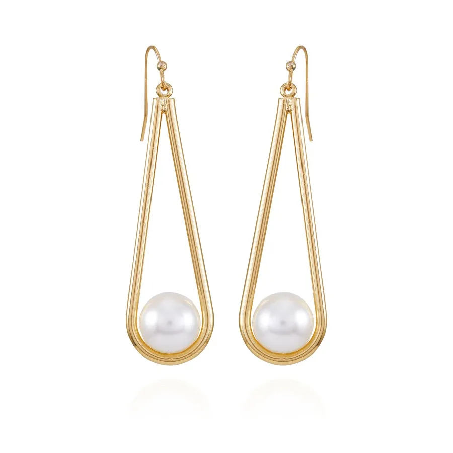Vince Camuto Orecchini Pendenti Perle Dorate Donna