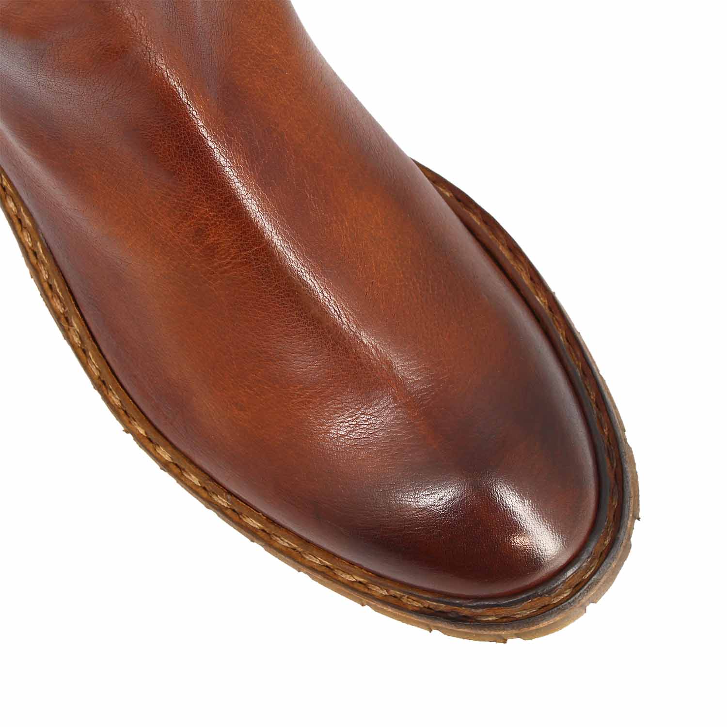 Leonardo Shoes Stivaletti Uomo Enea Marrone zip concia vegetale