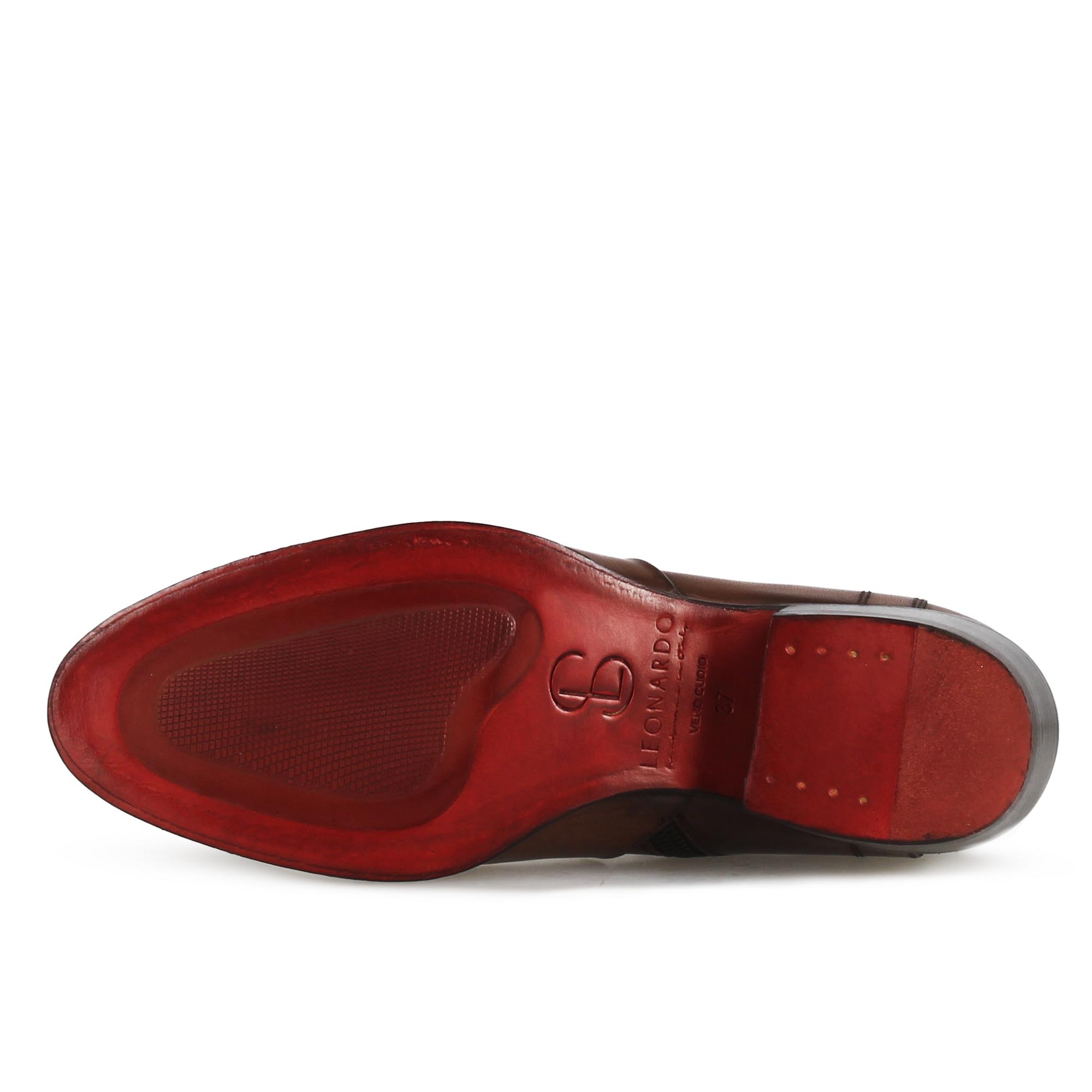Leonardo Shoes stivaletto texano donna pelle marrone tacco 4 cm