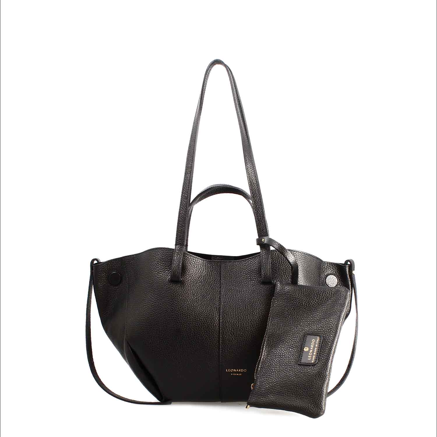 Leonardo Shoes Majestic M shopper pelle nera media