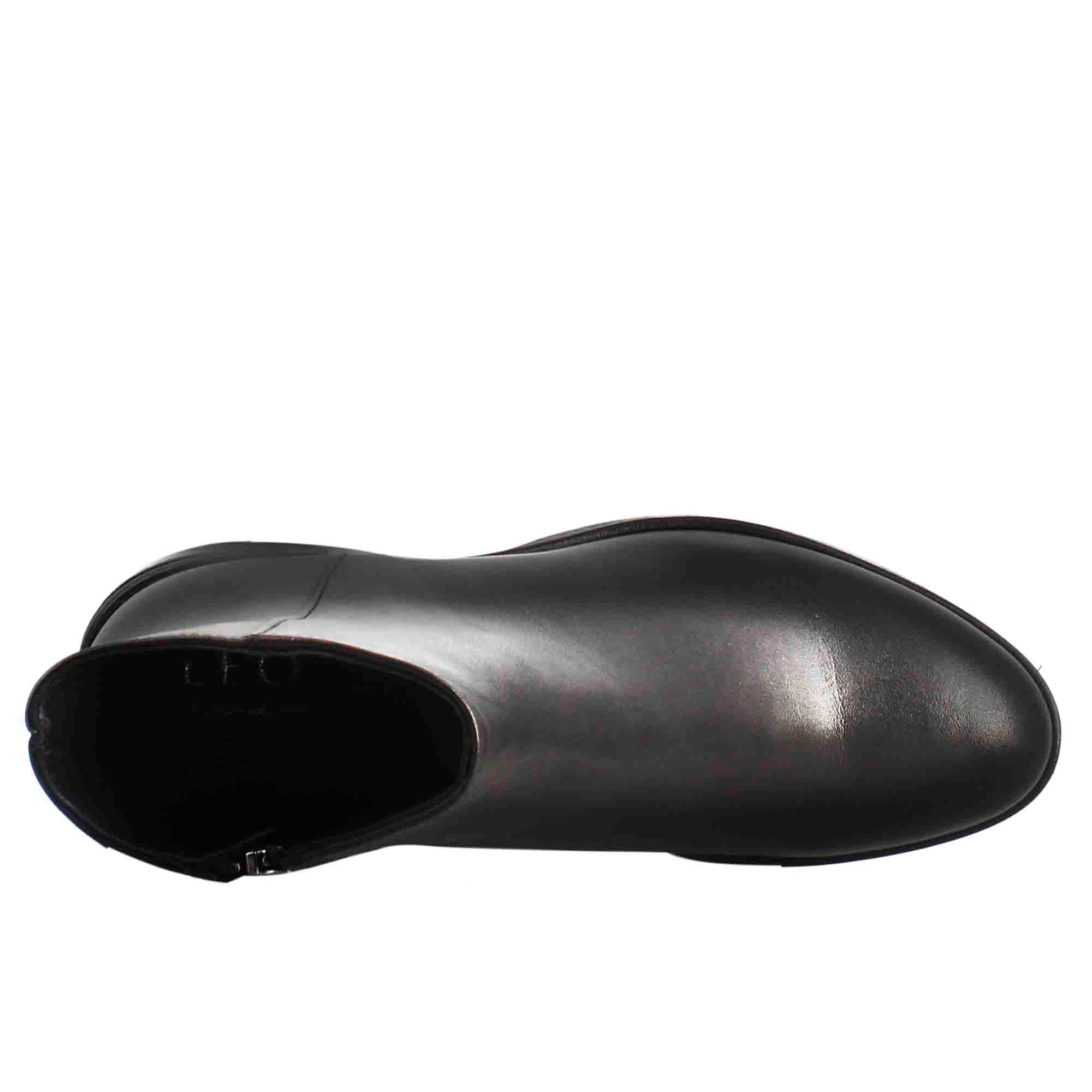 Leonardo Shoes Stivali Donna Stivaletto Pelle Nero Tacco 5 cm