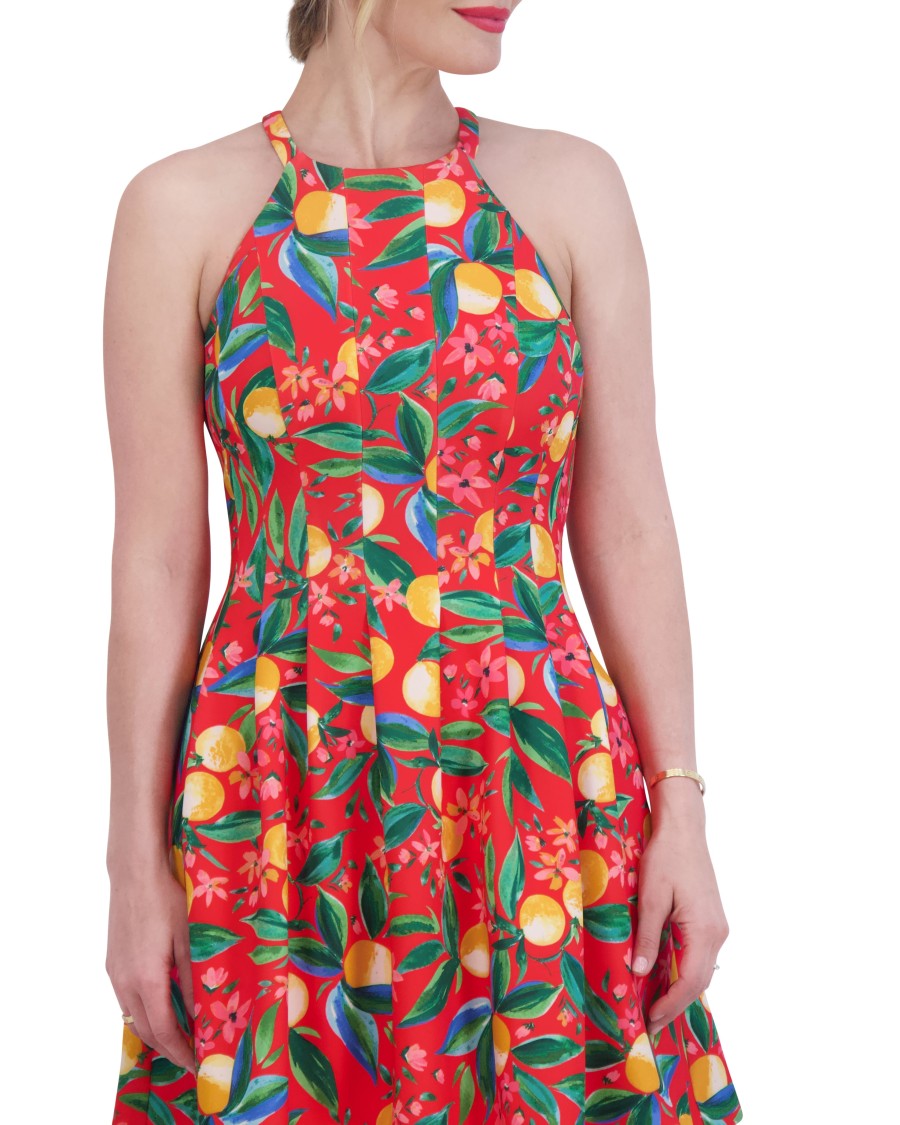 Vince Camuto Abito Corto Stampato Cut-Out Svasato