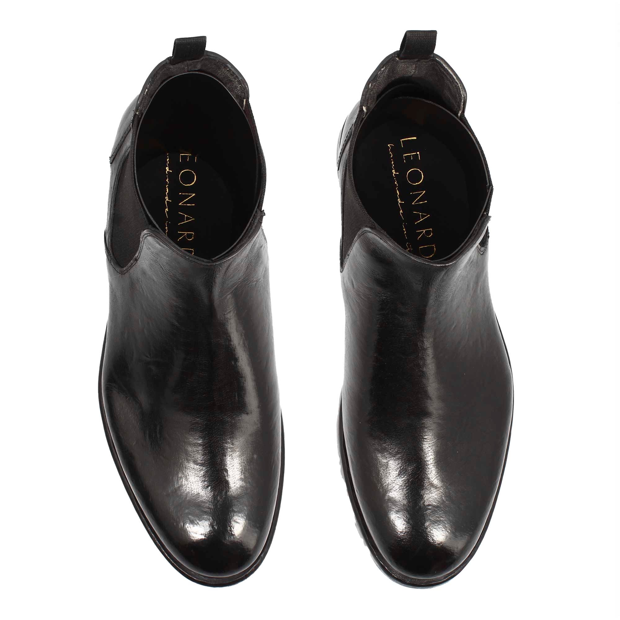 Leonardo Shoes Stivaletto Chelsea Dante Nero Buffalo