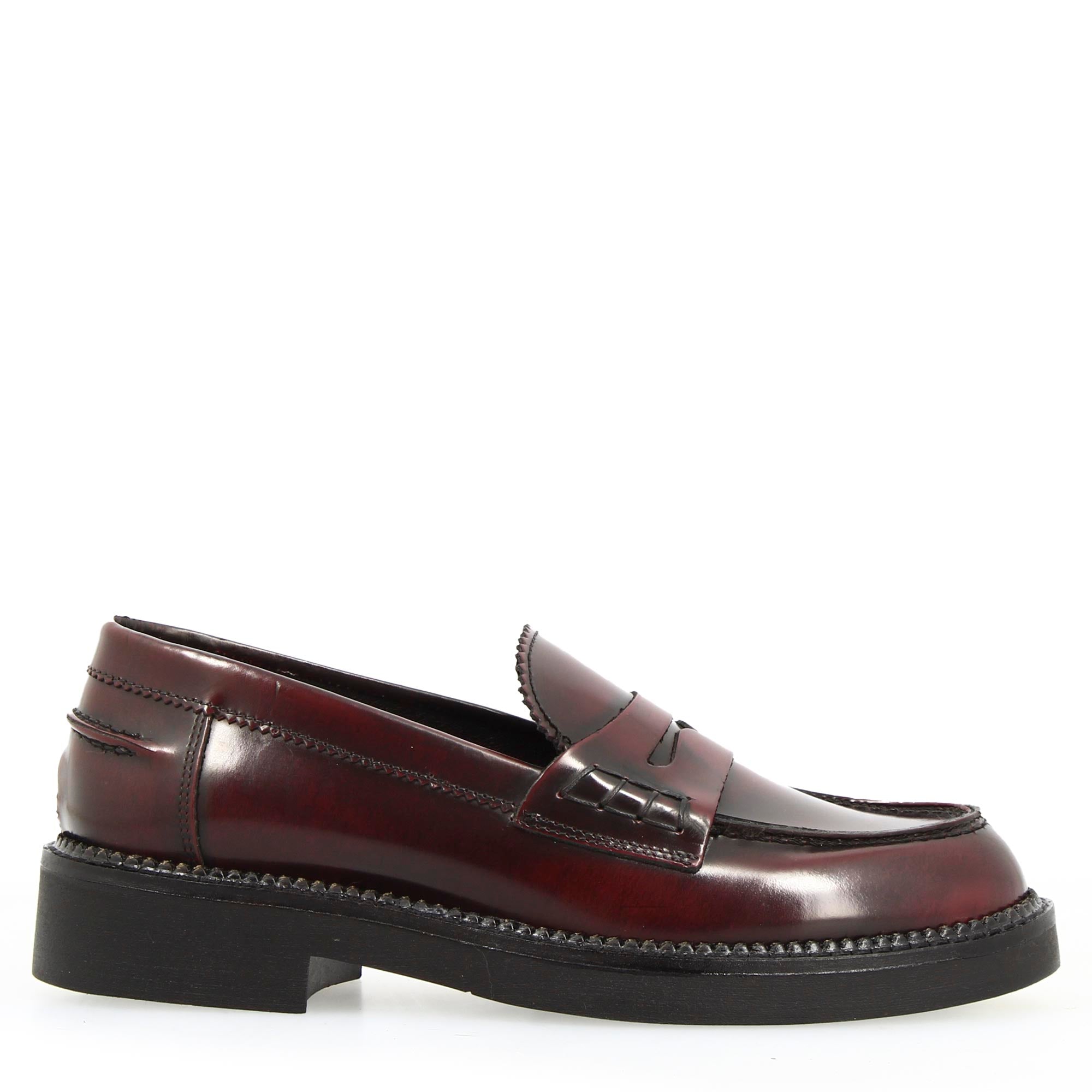 Leonardo Shoes Domitilla20 mocassini donna bordeaux pelle