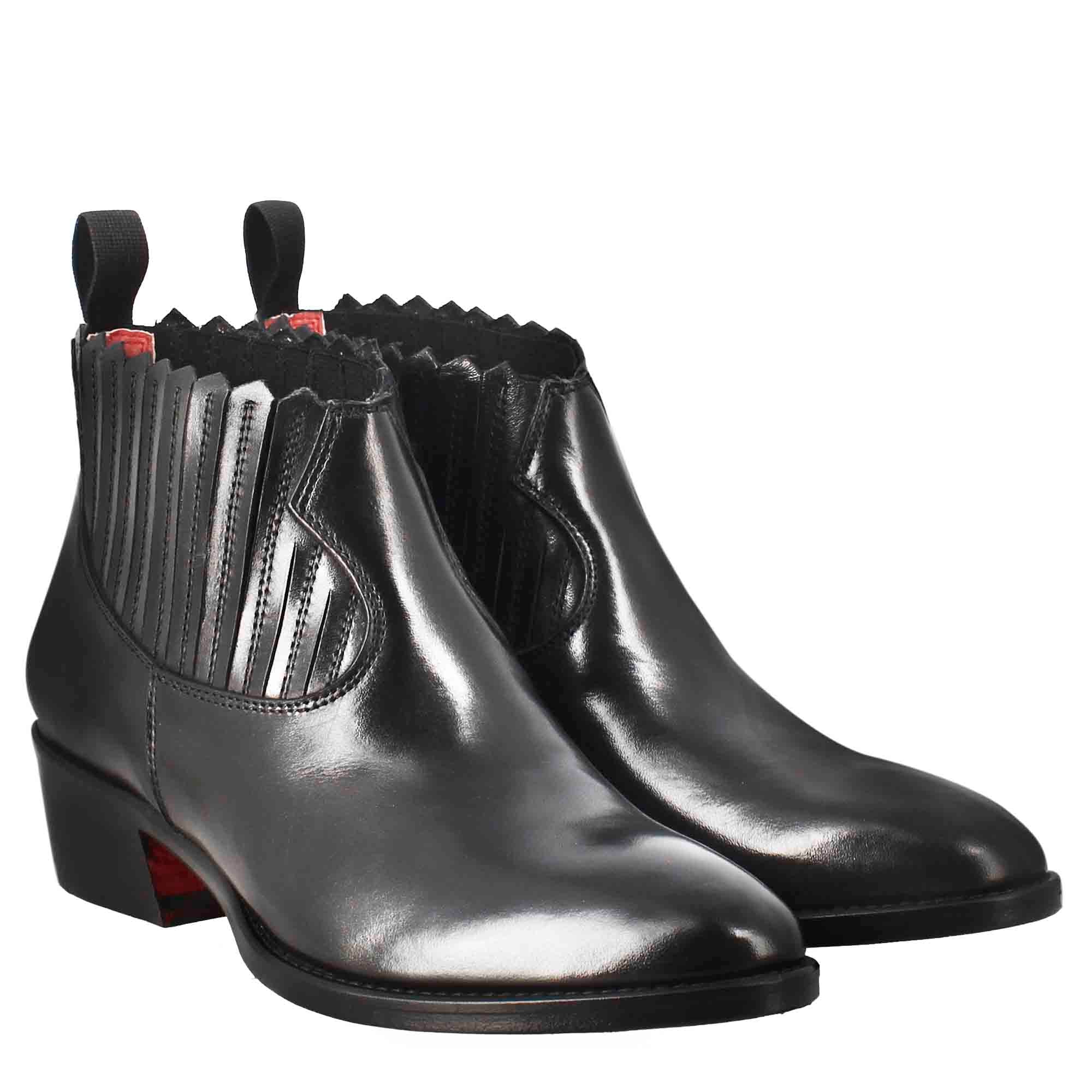 Leonardo Shoes Stivaletti Chelsea Donna Pelle Nero Elastici Blake