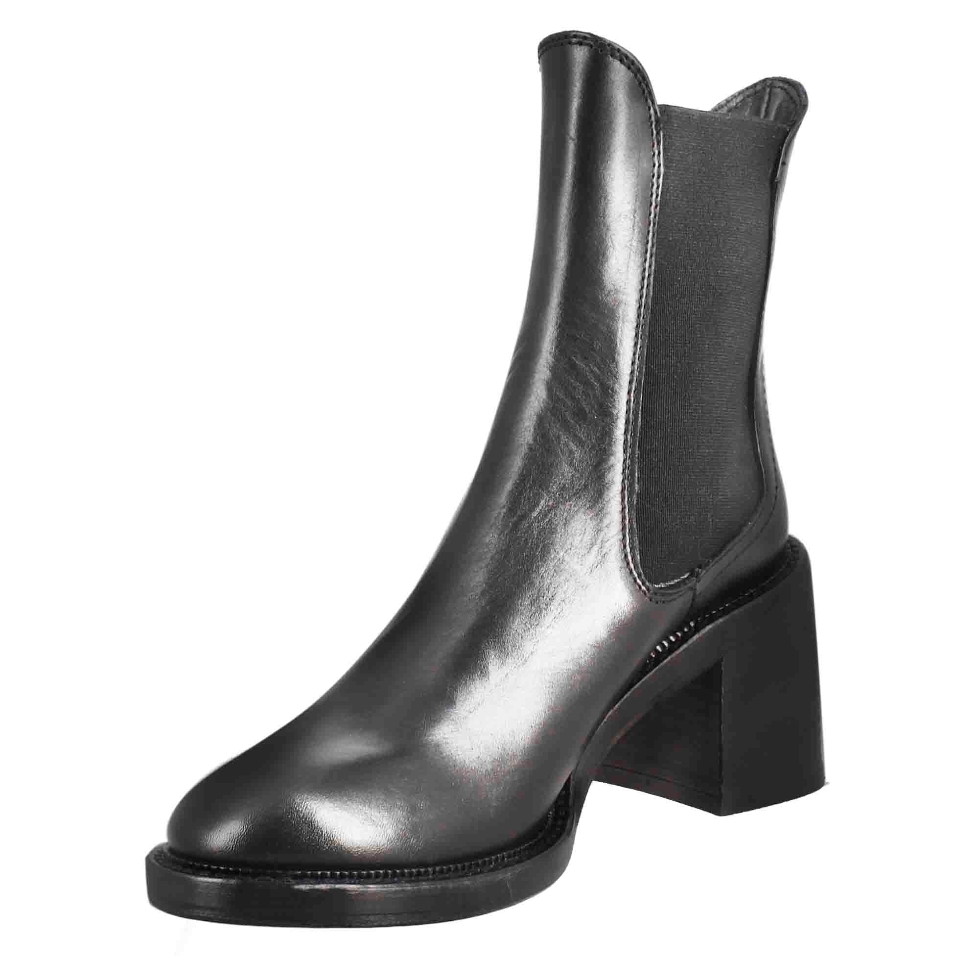 Leonardo Shoes Diver Chelsea Stivaletti Donna Pelle Nero