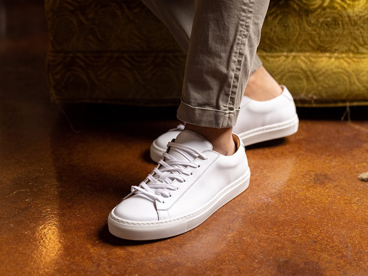 Ace Marks Duke White Sneaker Uomo Pelle Bianca Suola Bianca