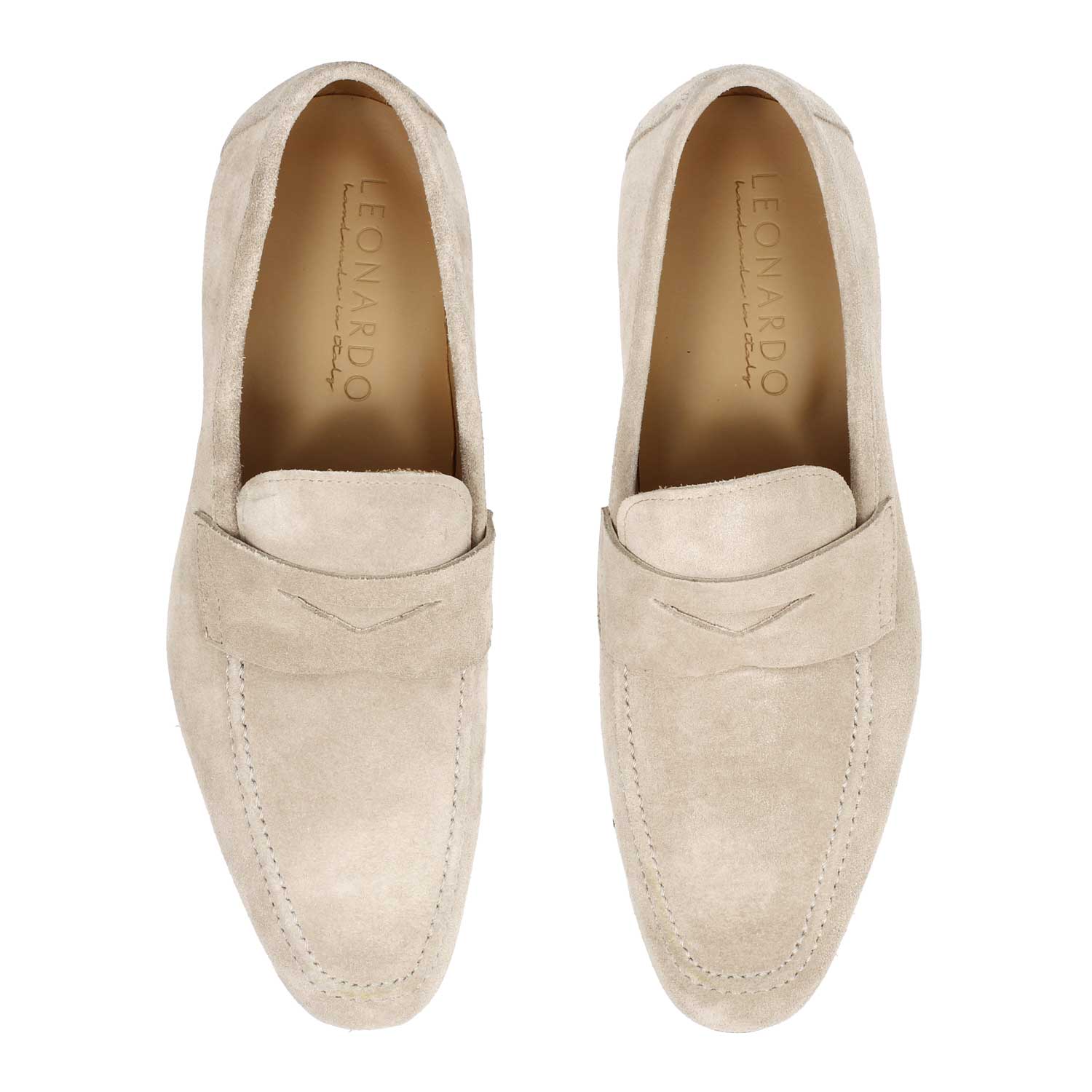 Leonardo Shoes Manfredo mocassini uomo camoscio beige