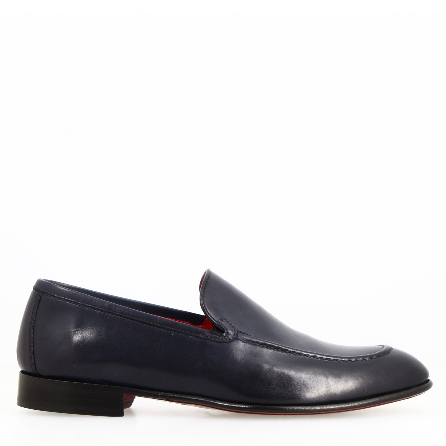Leonardo Shoes Adriano mocassini uomo blu pelle liscia