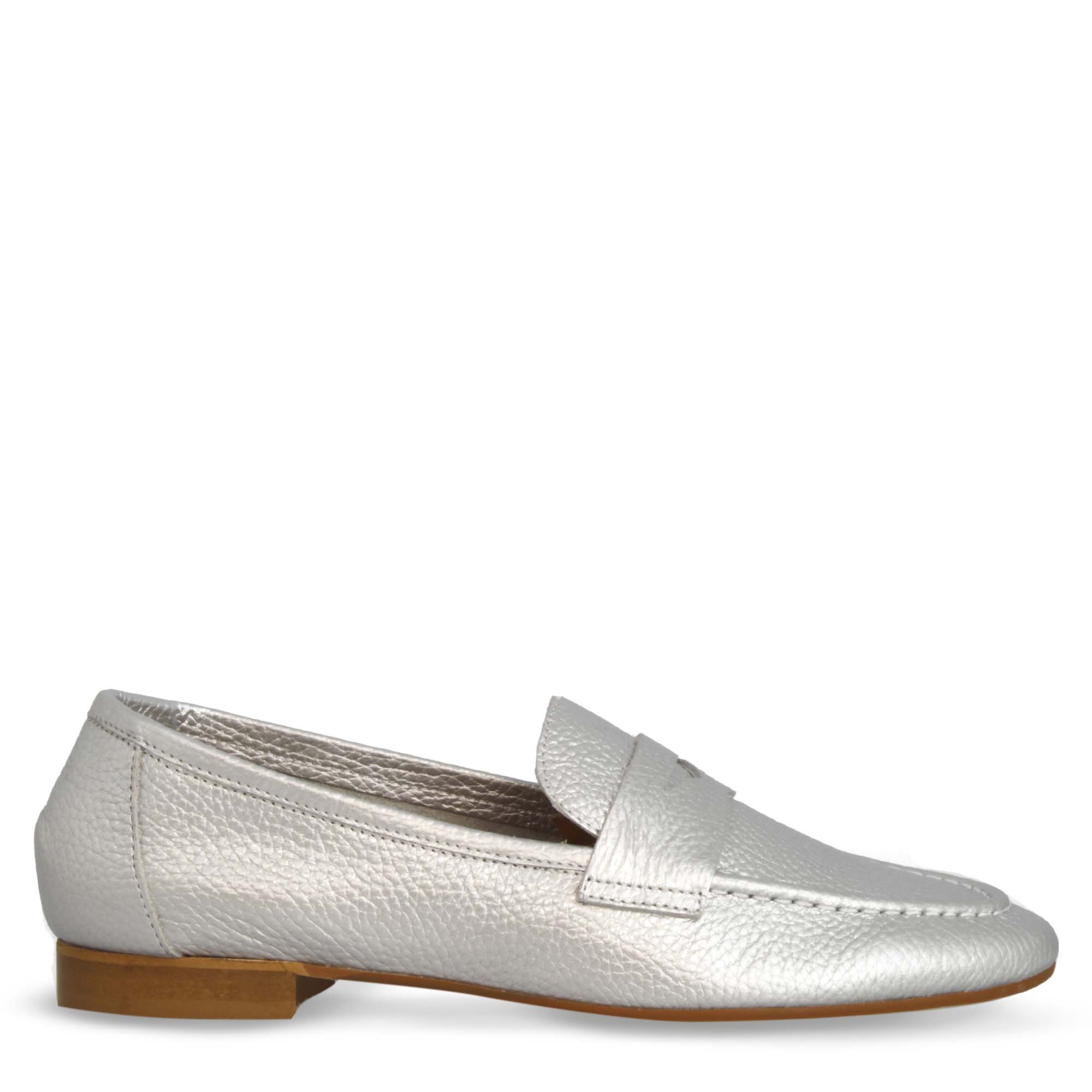Leonardo Shoes Brenta Argento mocassini donna pelle argento