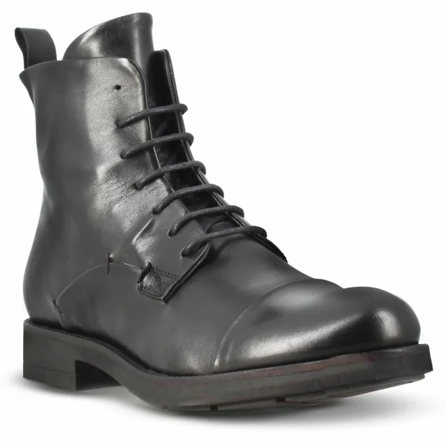 Leonardo Shoes Stivaletti Uomo Pelle Nero Vintage Caviglia