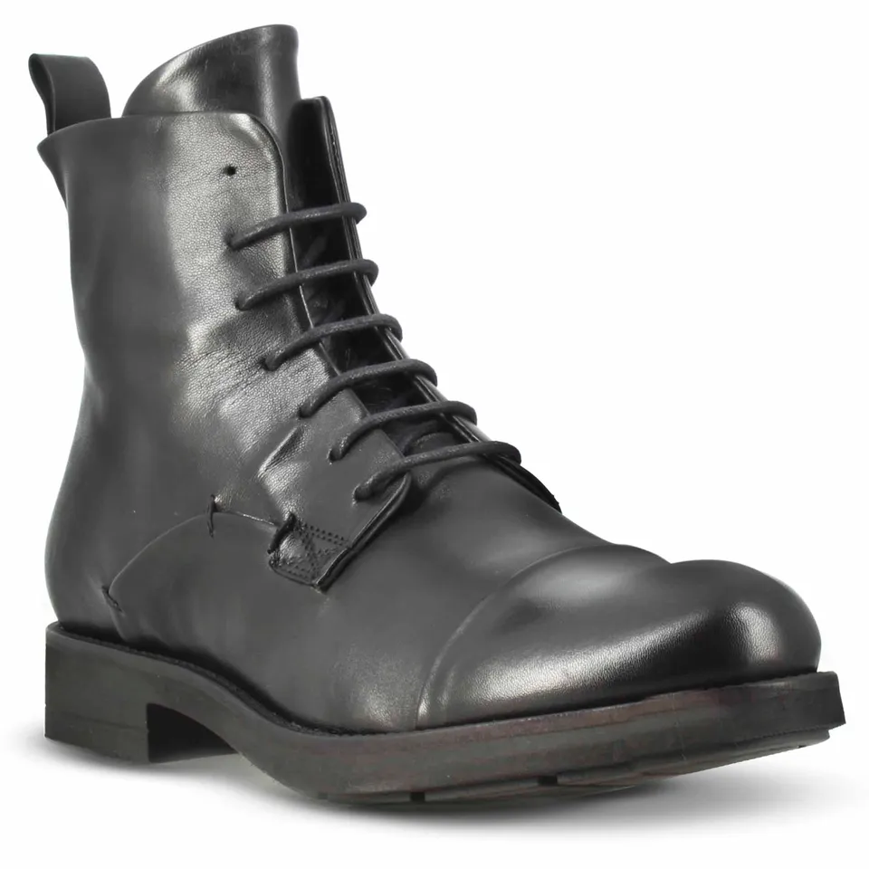 Leonardo Shoes Stivaletti Uomo Pelle Nero Vintage Caviglia