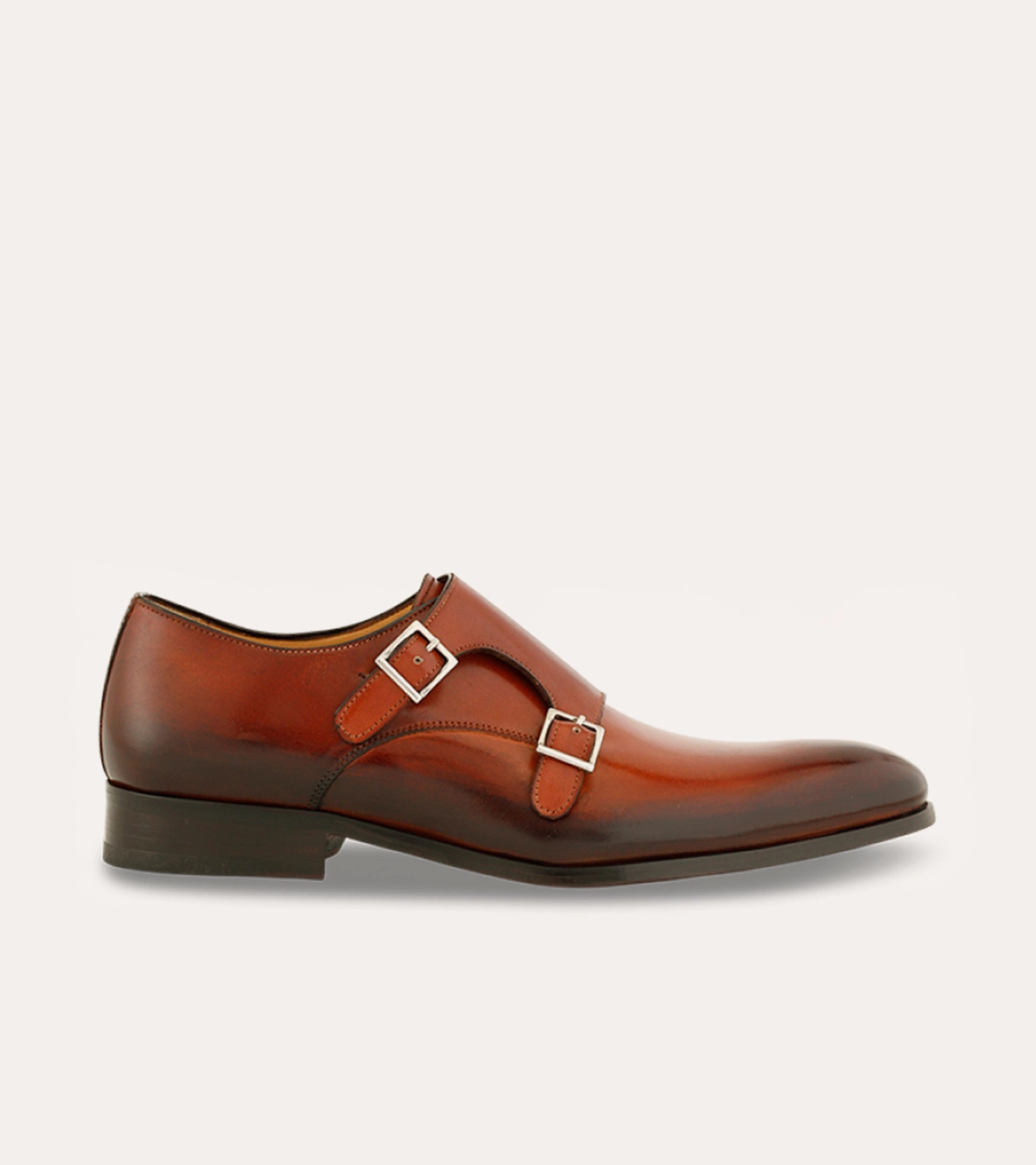 Ace Marks Kurt Monkstrap Cognac Tramonto scarpe uomo pelle
