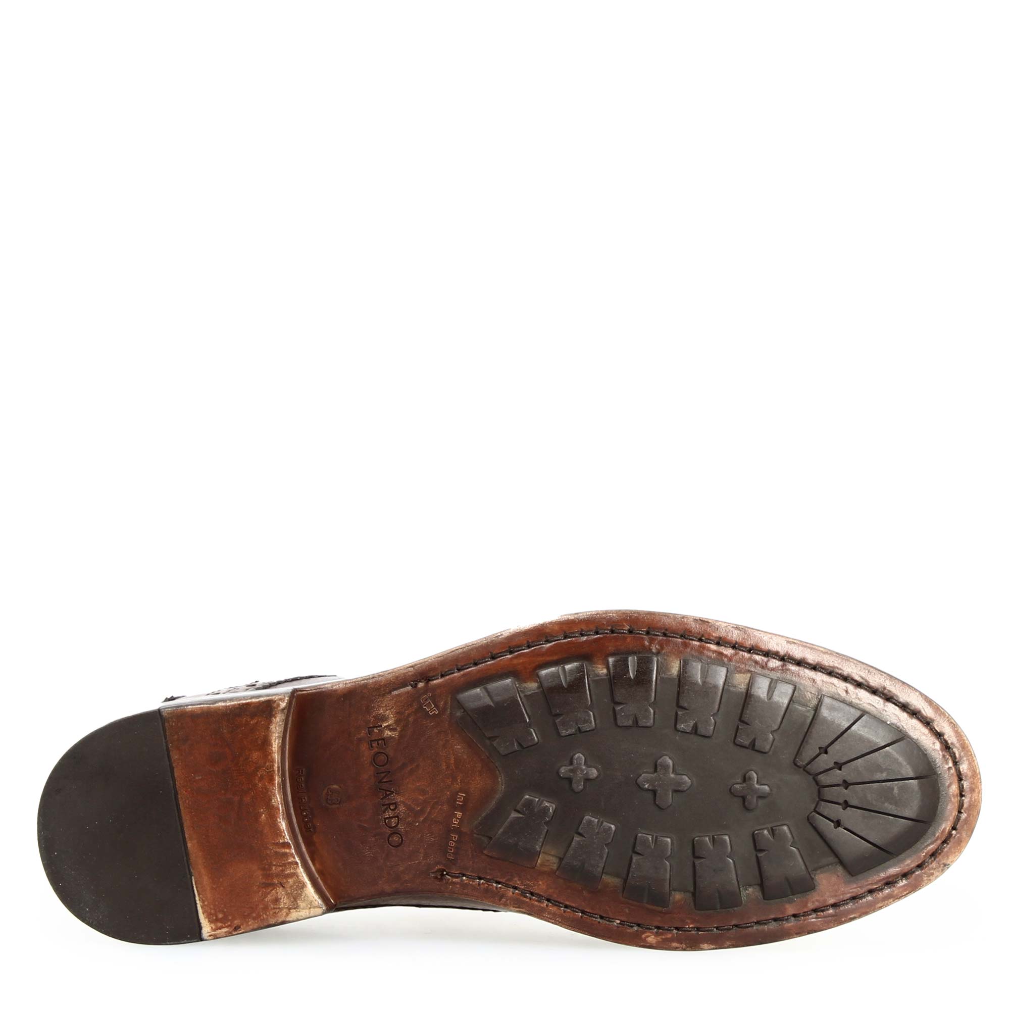 Leonardo Lorenzo Marrone Derby Uomo Pelle Brogue