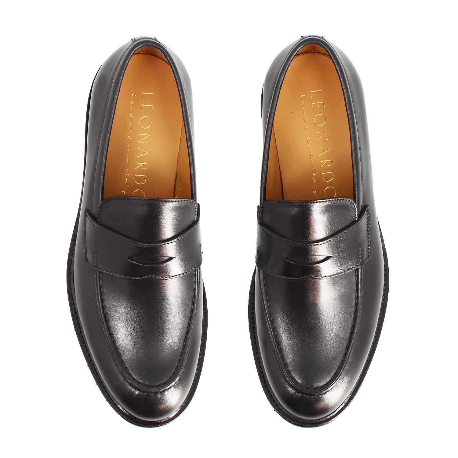 Leonardo Shoes Dioniso Mocassino Uomo Nero Pelle Vegetale