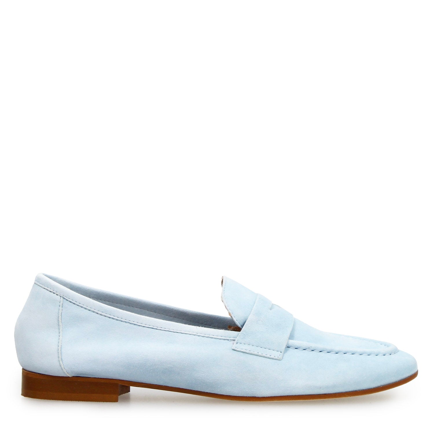 Leonardo Shoes Brenta Mocassini Donna Camoscio Celeste